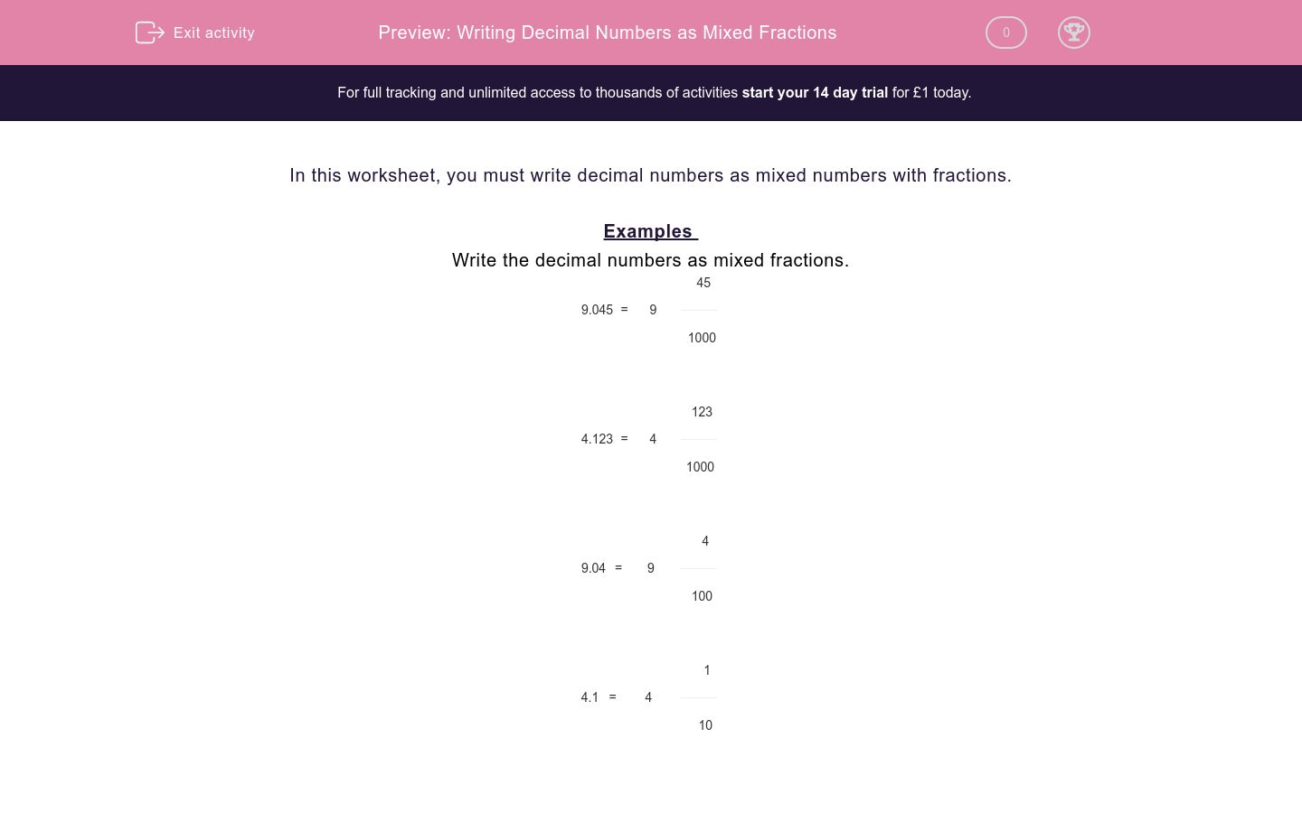 writing-decimal-numbers-as-mixed-fractions-worksheet-edplace