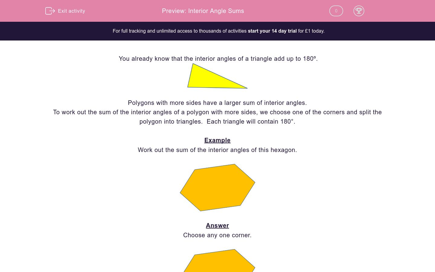 Interior Angle Sums Worksheet - EdPlace