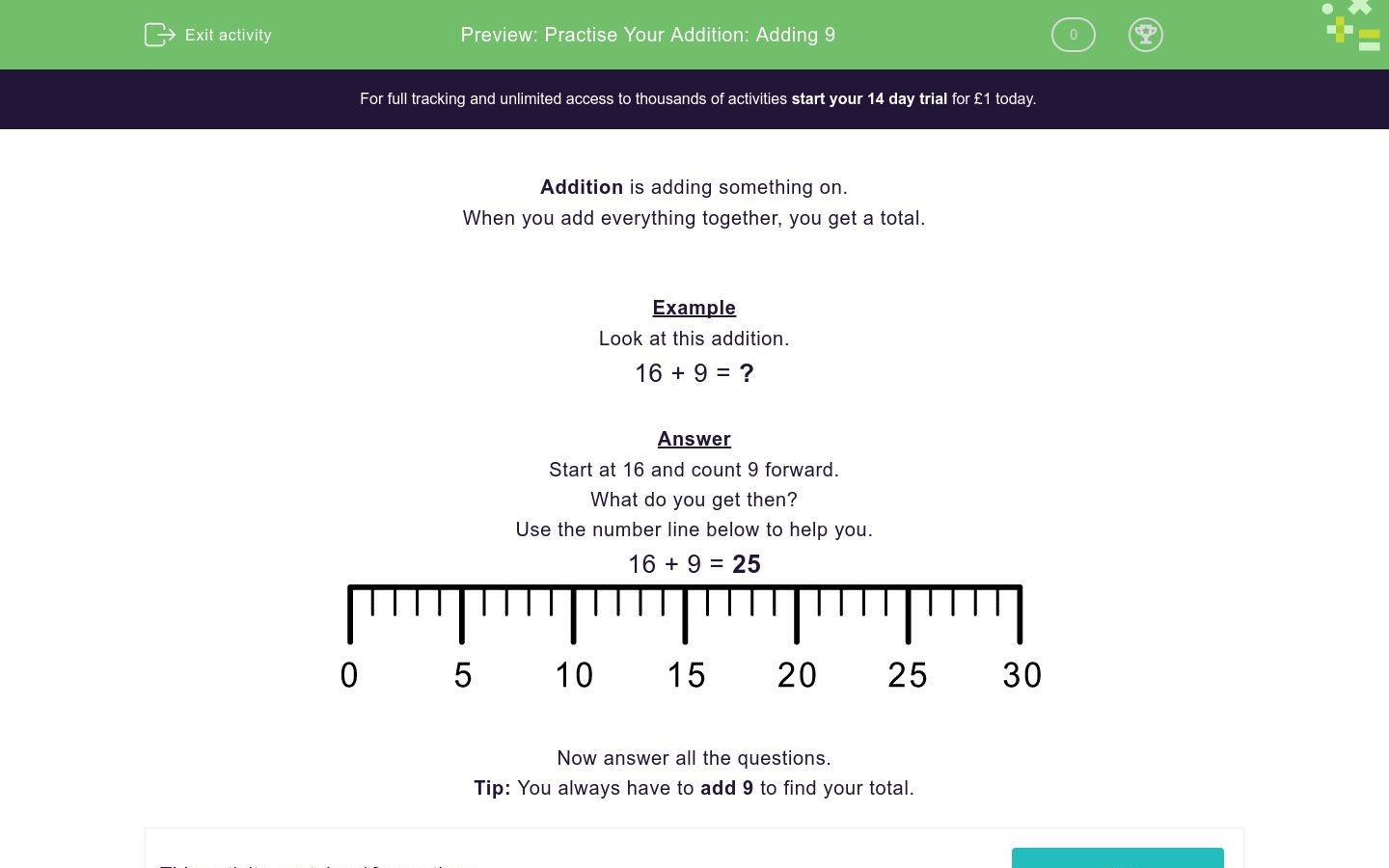 Practise Your Addition: Adding 9 Worksheet - EdPlace