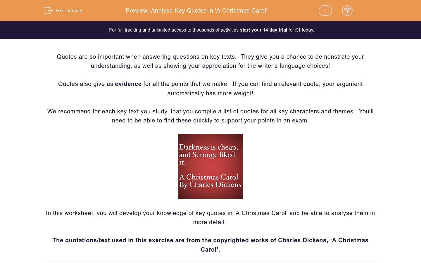 Analyse Key Quotes In A Christmas Carol Worksheet Edplace