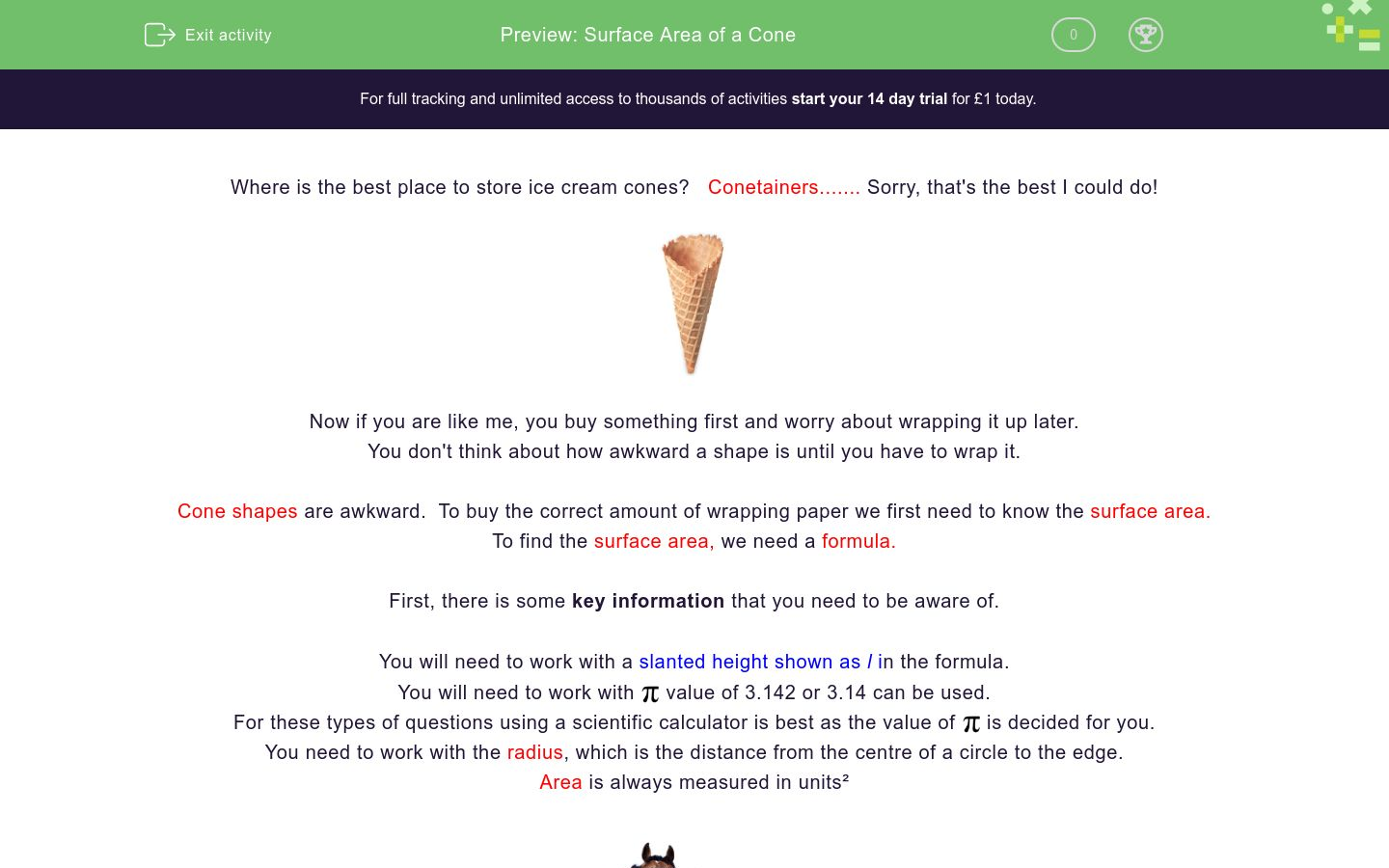 find-the-surface-area-of-a-cone-worksheet-edplace