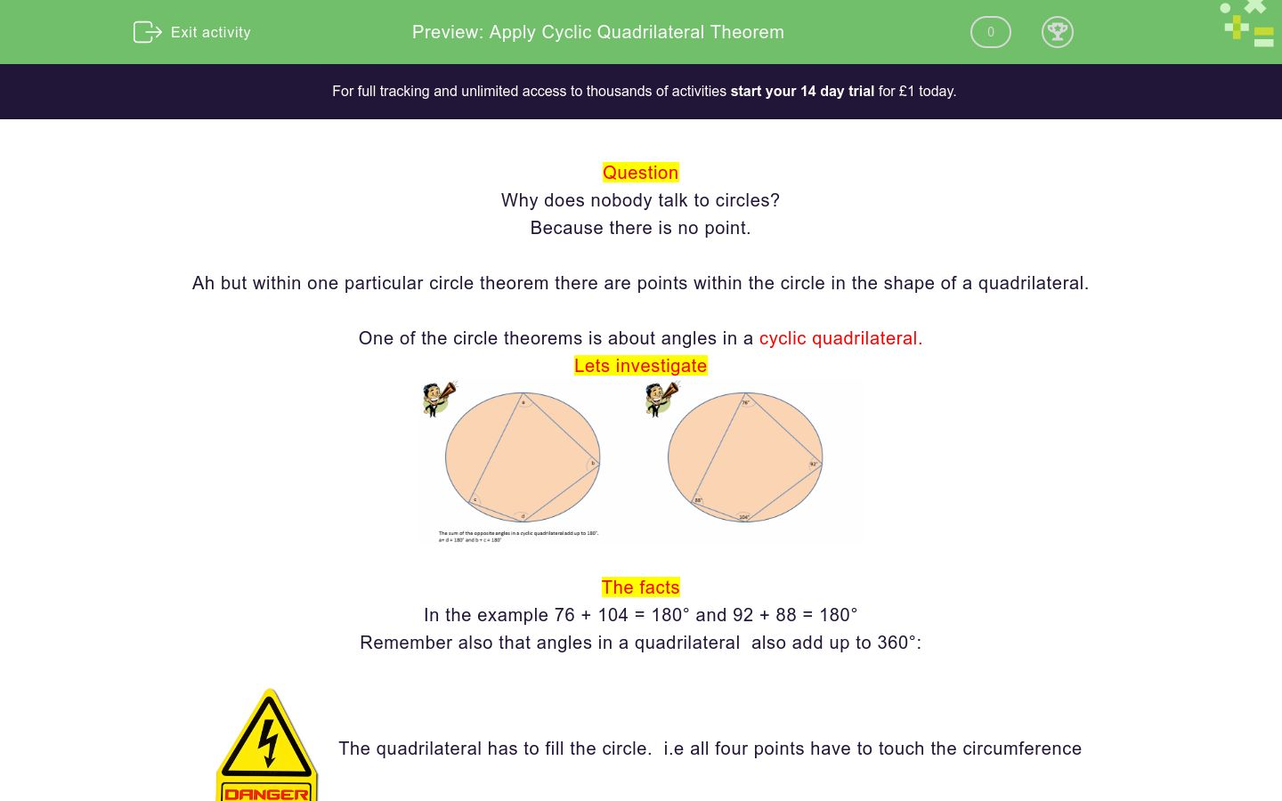 Apply Cyclic Quadrilateral Theorem Worksheet - EdPlace