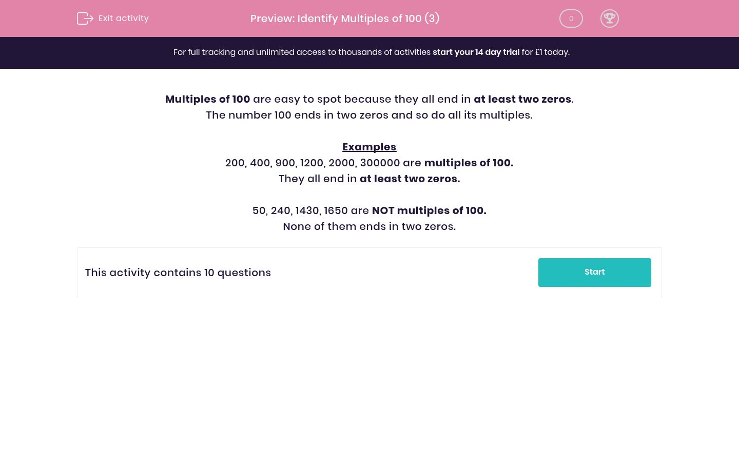 Identify Multiples of 100 (3) Worksheet - EdPlace