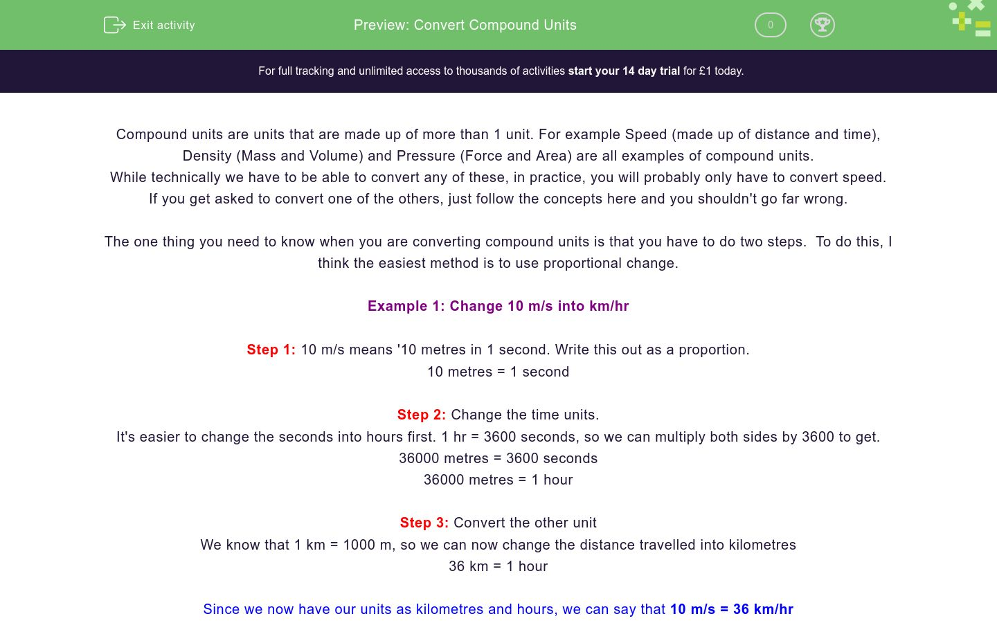 Convert Compound Units Worksheet - EdPlace