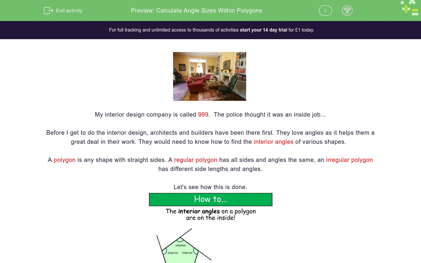 Calculate Angle Sizes Within Polygons Worksheet Edplace