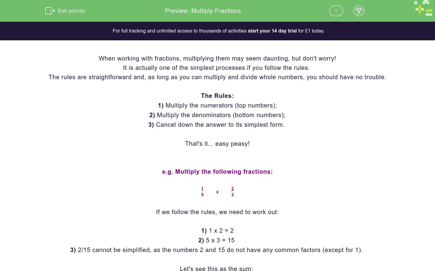 Multiply Fractions Worksheet - EdPlace