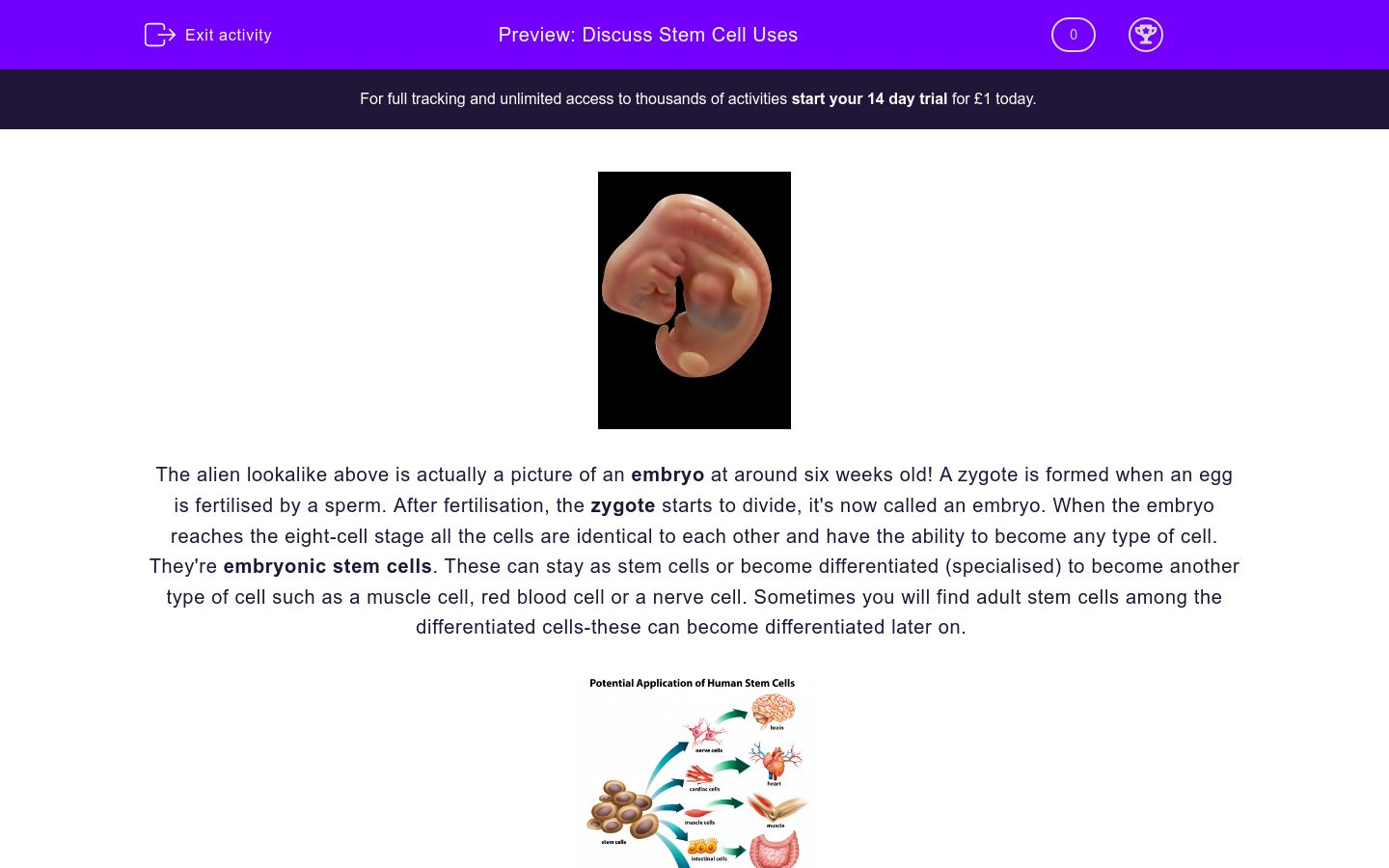 Discuss the Uses of Stem Cells Worksheet - EdPlace