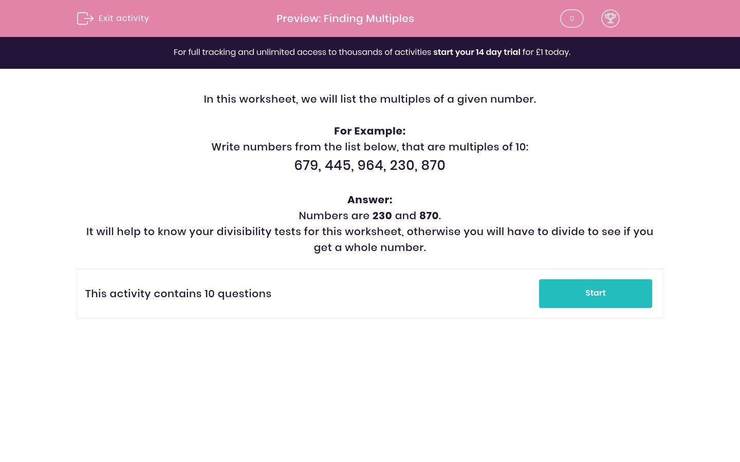 Finding Multiples Worksheet - EdPlace