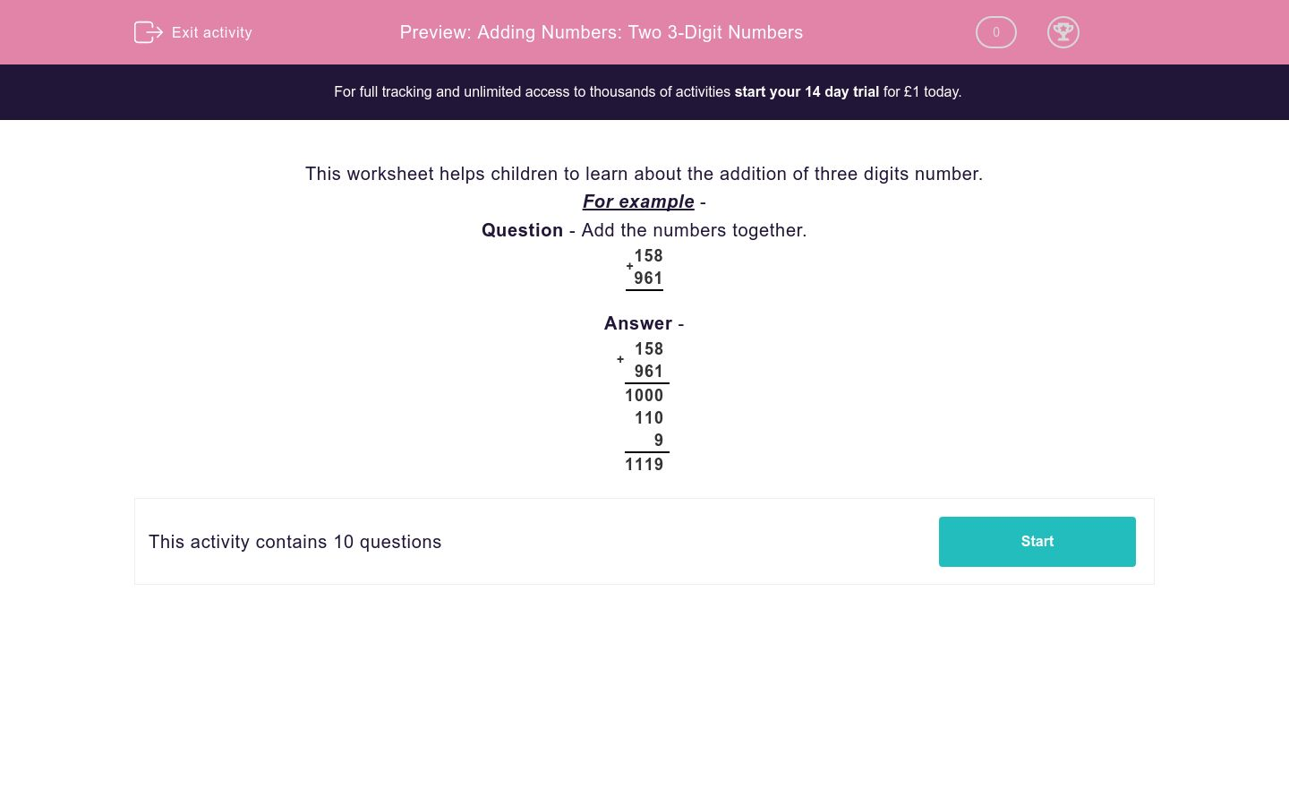 Adding Numbers: Two 3-Digit Numbers Worksheet - EdPlace