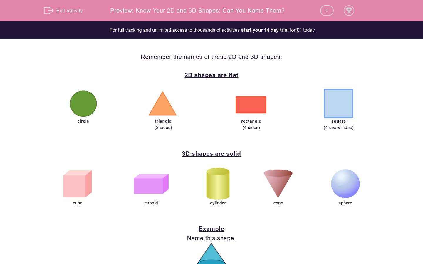 know your 2d and 3d shapes can you name them worksheet
