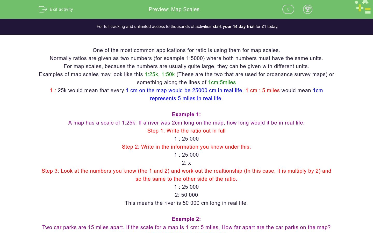 Map Scales Worksheet - EdPlace