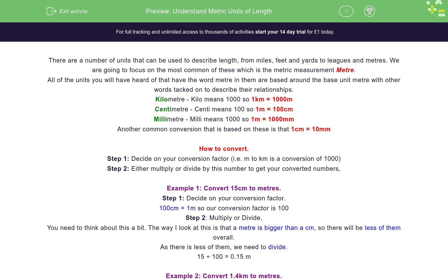 Understand Metric Units of Length Worksheet - EdPlace