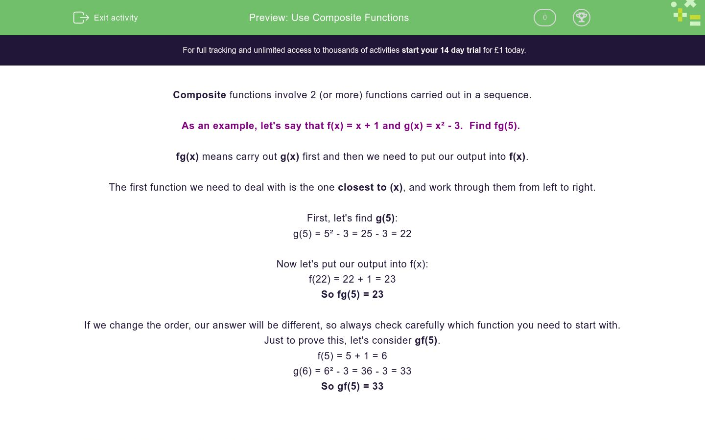 Use Composite Functions Worksheet - EdPlace