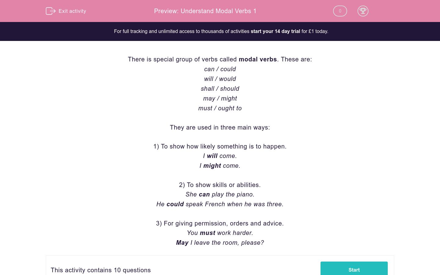 understand modal verbs 1 worksheet edplace