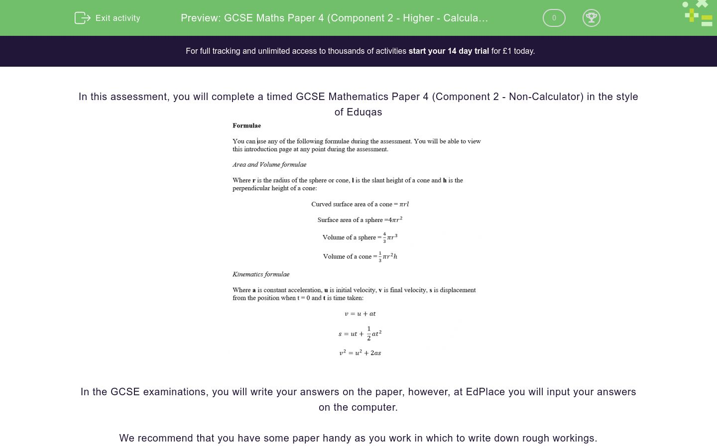 Gcse Maths Paper 4 Component 2 Higher Calculator Practice Paper In The Style Of Eduqas Calculator Worksheet Edplace
