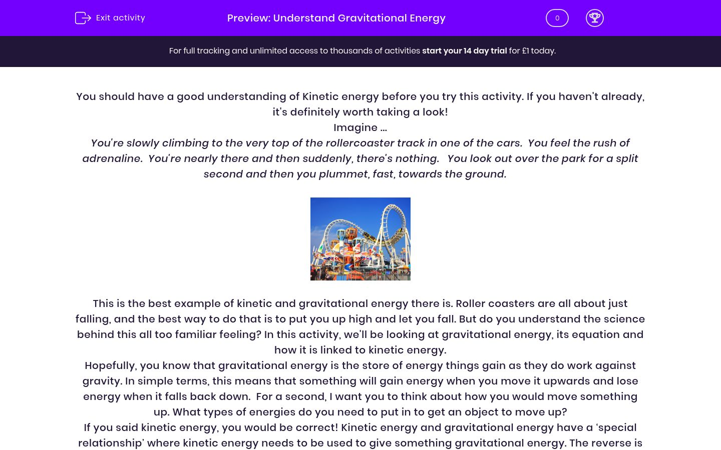 Understand Gravitational Energy Worksheet - EdPlace