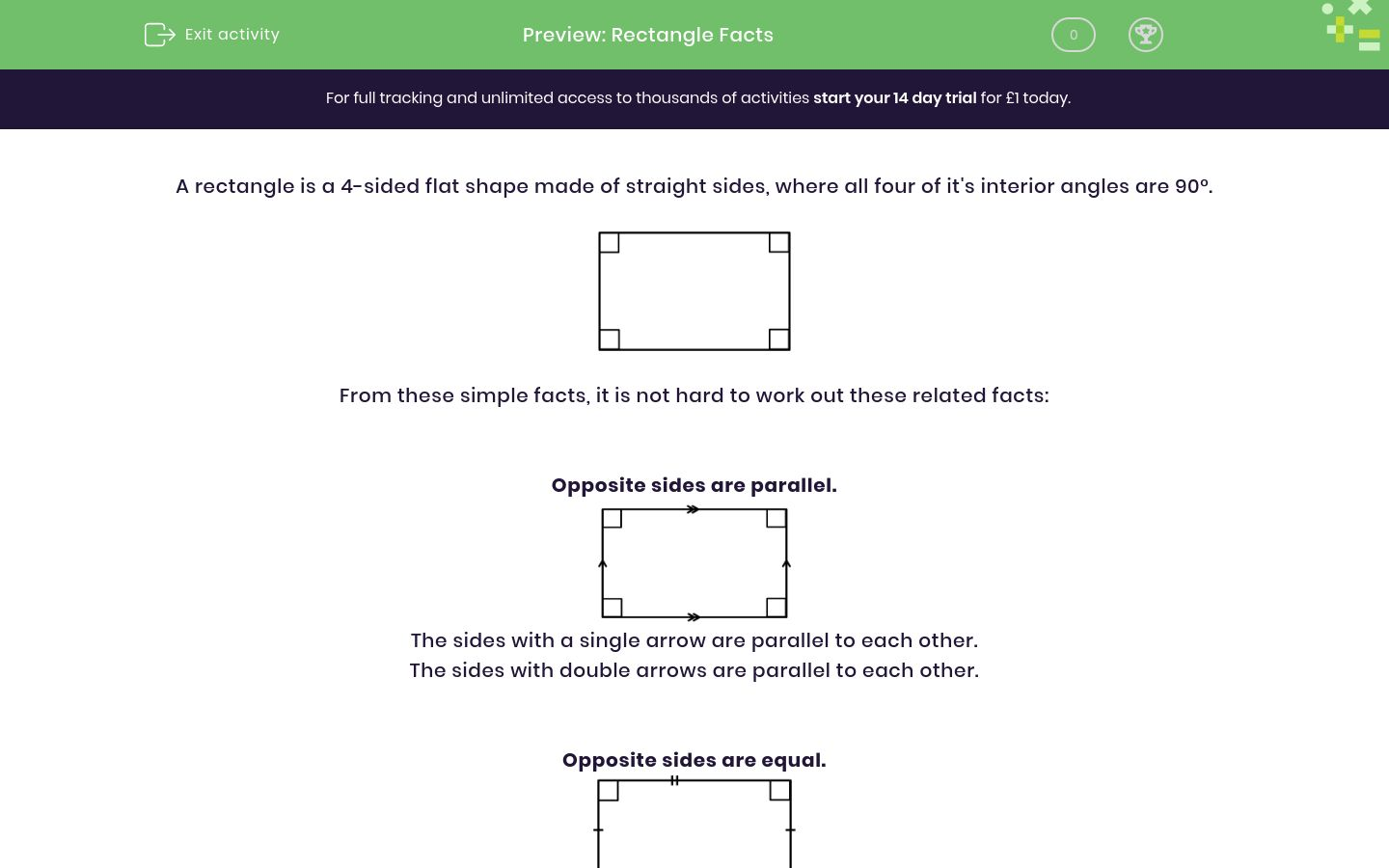 Rectangle Facts Worksheet - EdPlace