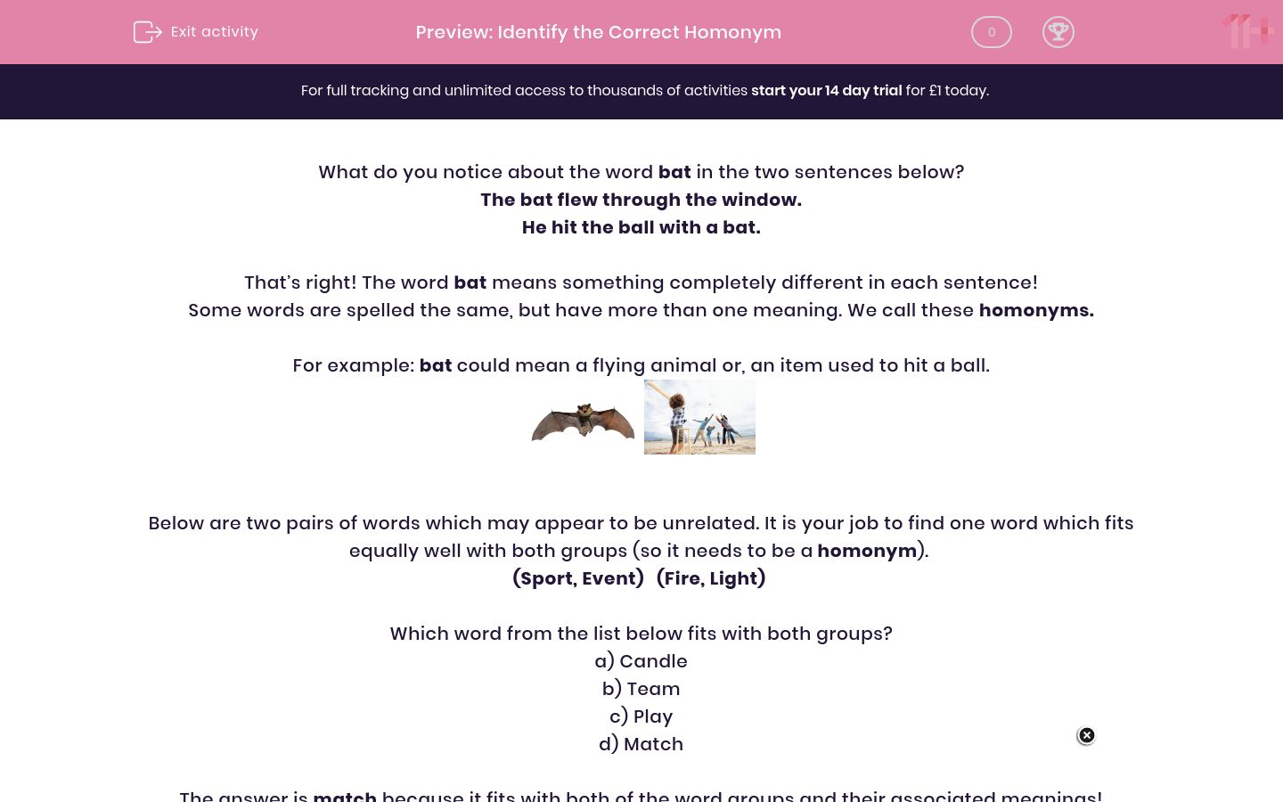 Identify The Correct Homonym Worksheet Edplace