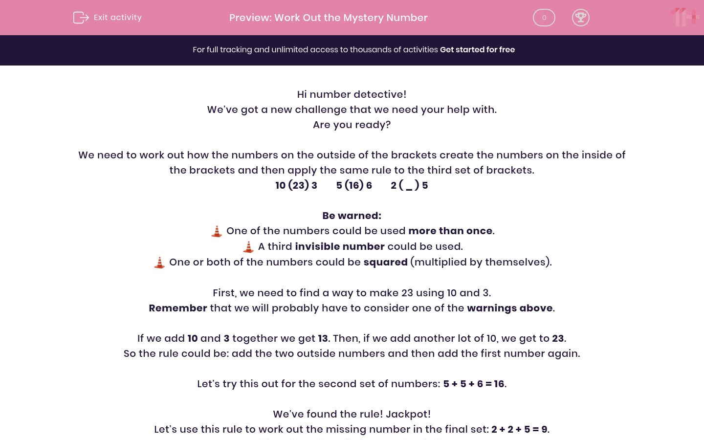 Work Out the Mystery Number Worksheet - EdPlace