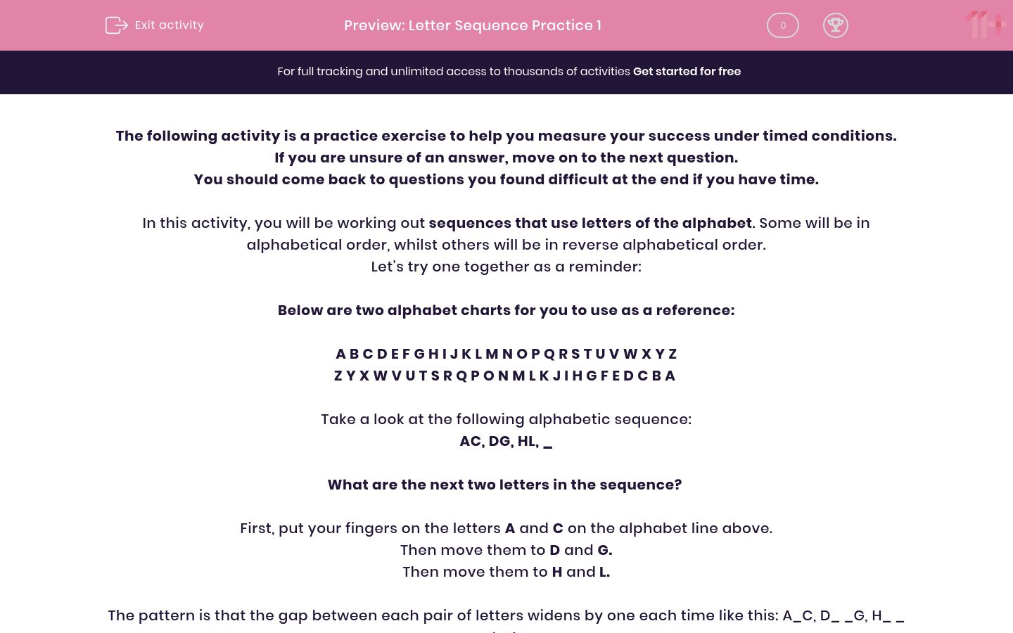 Letter Sequence Practice 1 Worksheet - EdPlace