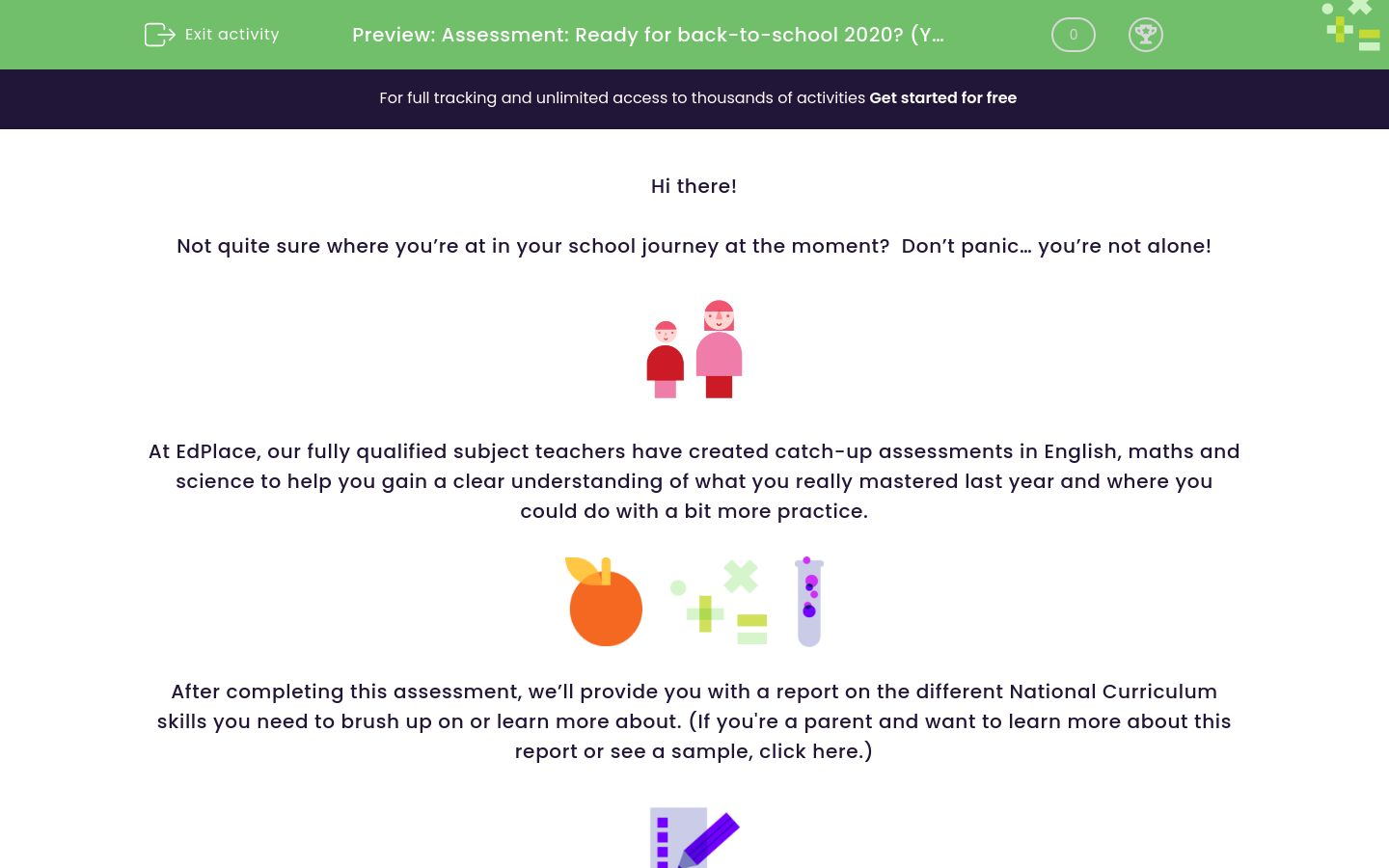 Assessment: Back-to-school (Y6) Worksheet - EdPlace