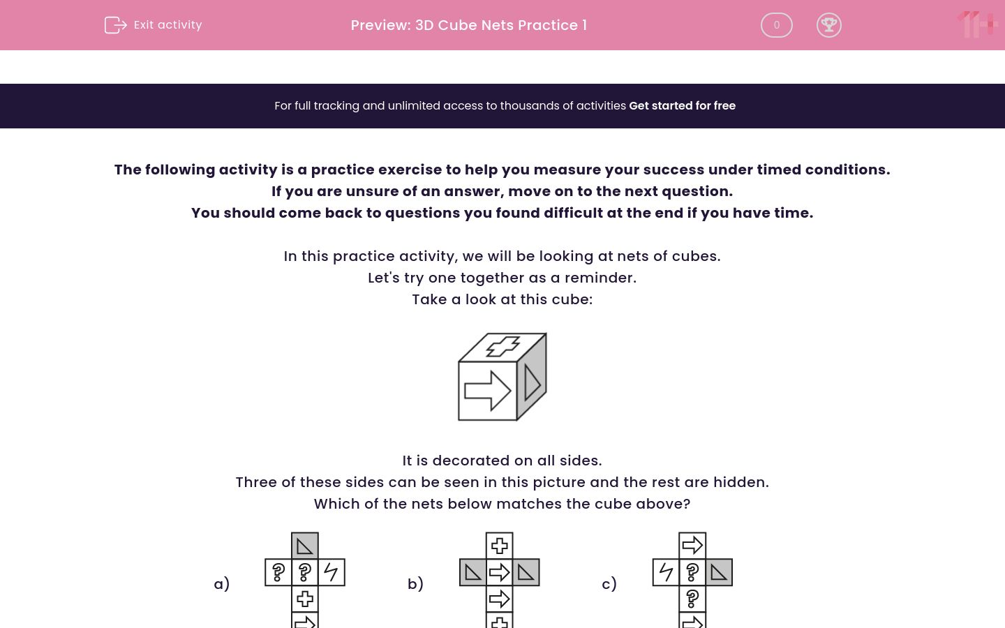 3D Cube Nets Practice 1 Worksheet - EdPlace