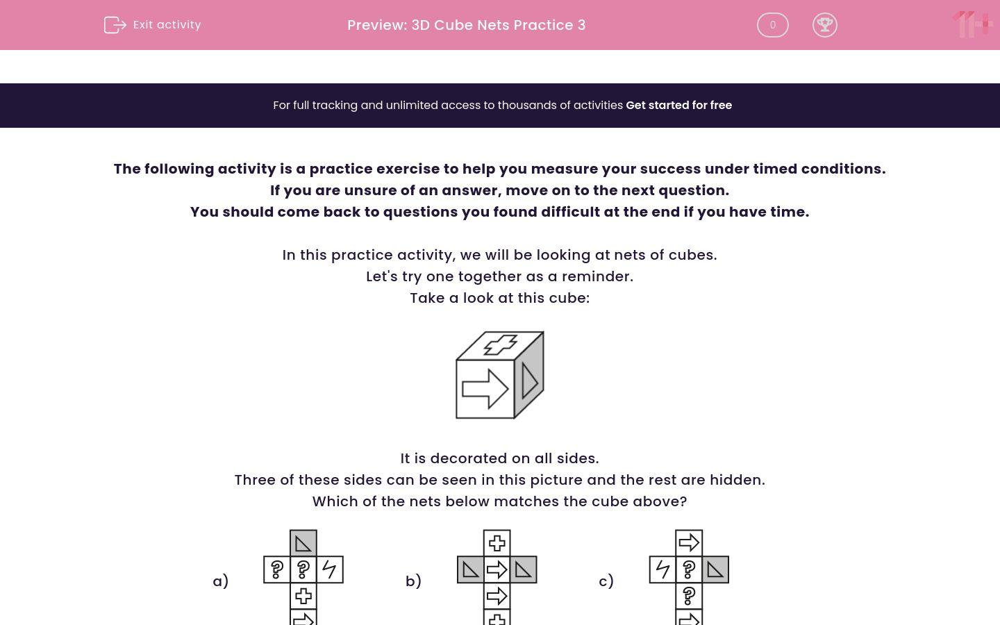 3D Cube Nets Practice 3 Worksheet EdPlace