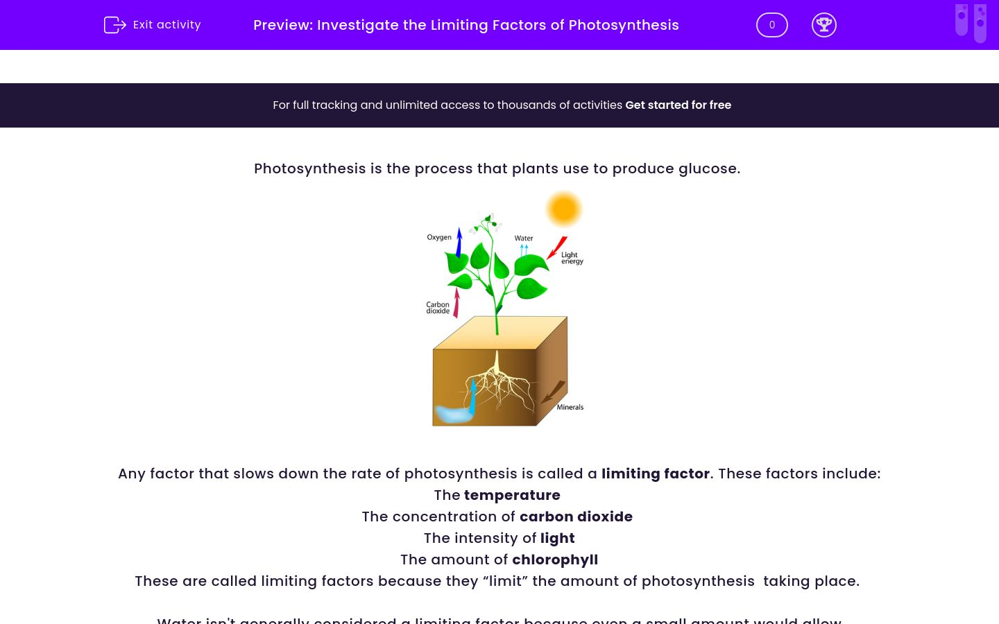 Investigate the Limiting Factors of Photosynthesis Worksheet - EdPlace
