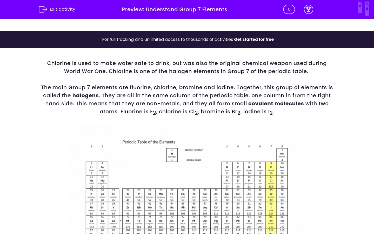 understand group 7 elements worksheet edplace