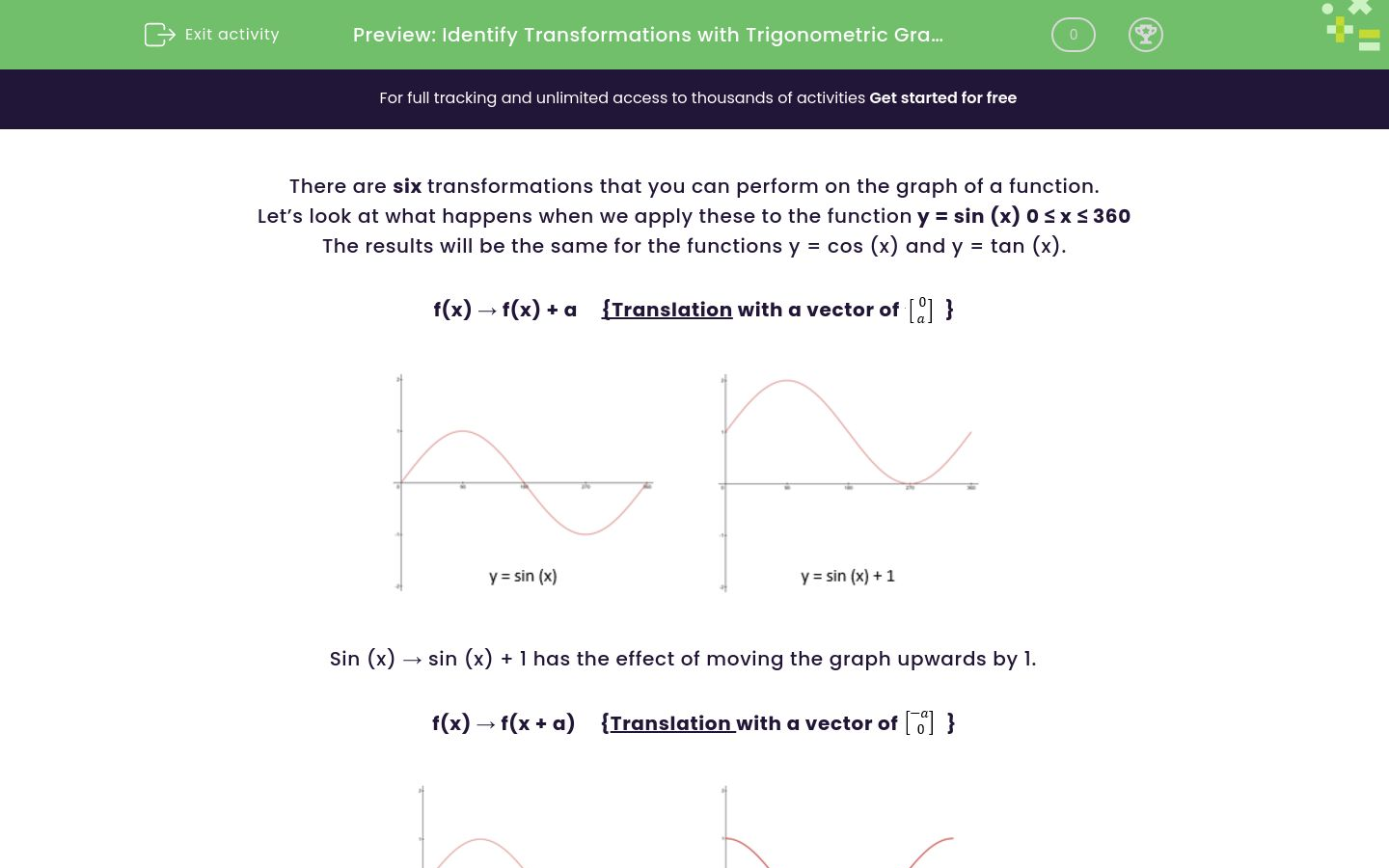 Identify Transformations With Trigonometric Graphs Worksheet Edplace