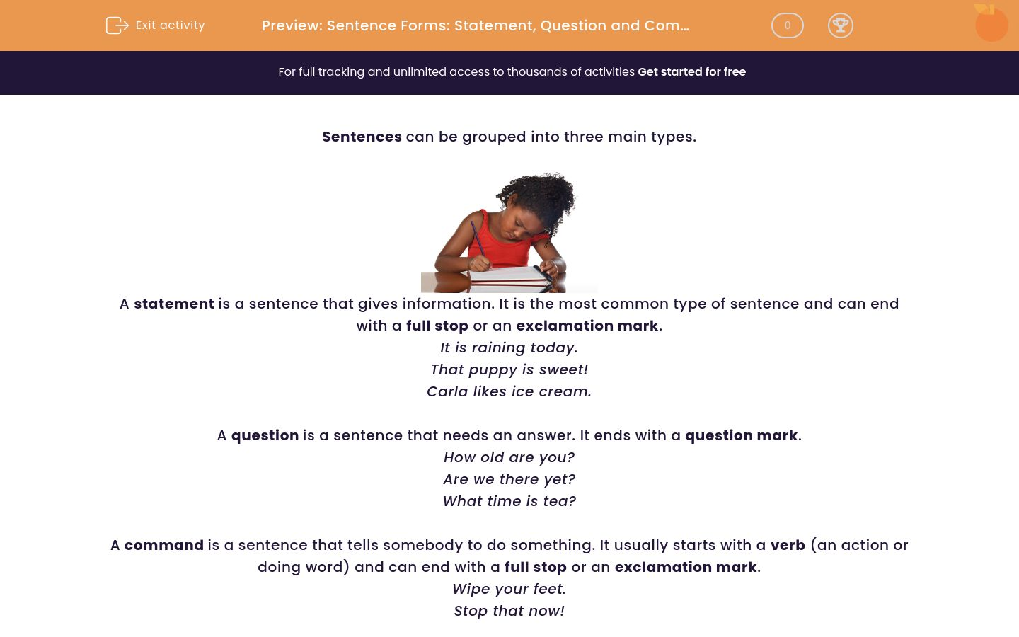 Identify Statements, Questions And Commands Worksheet - EdPlace