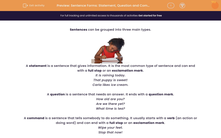 'Sentence Forms: Statement, Question and Command' worksheet