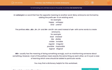 'Use Prefixes to Create Antonyms' worksheet