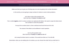 'Substitute Numbers for Letters in Calculations with Three Steps ' worksheet