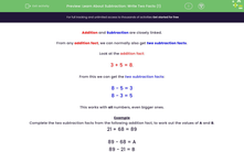 'Learn About Subtraction: Write Two Facts (1)' worksheet