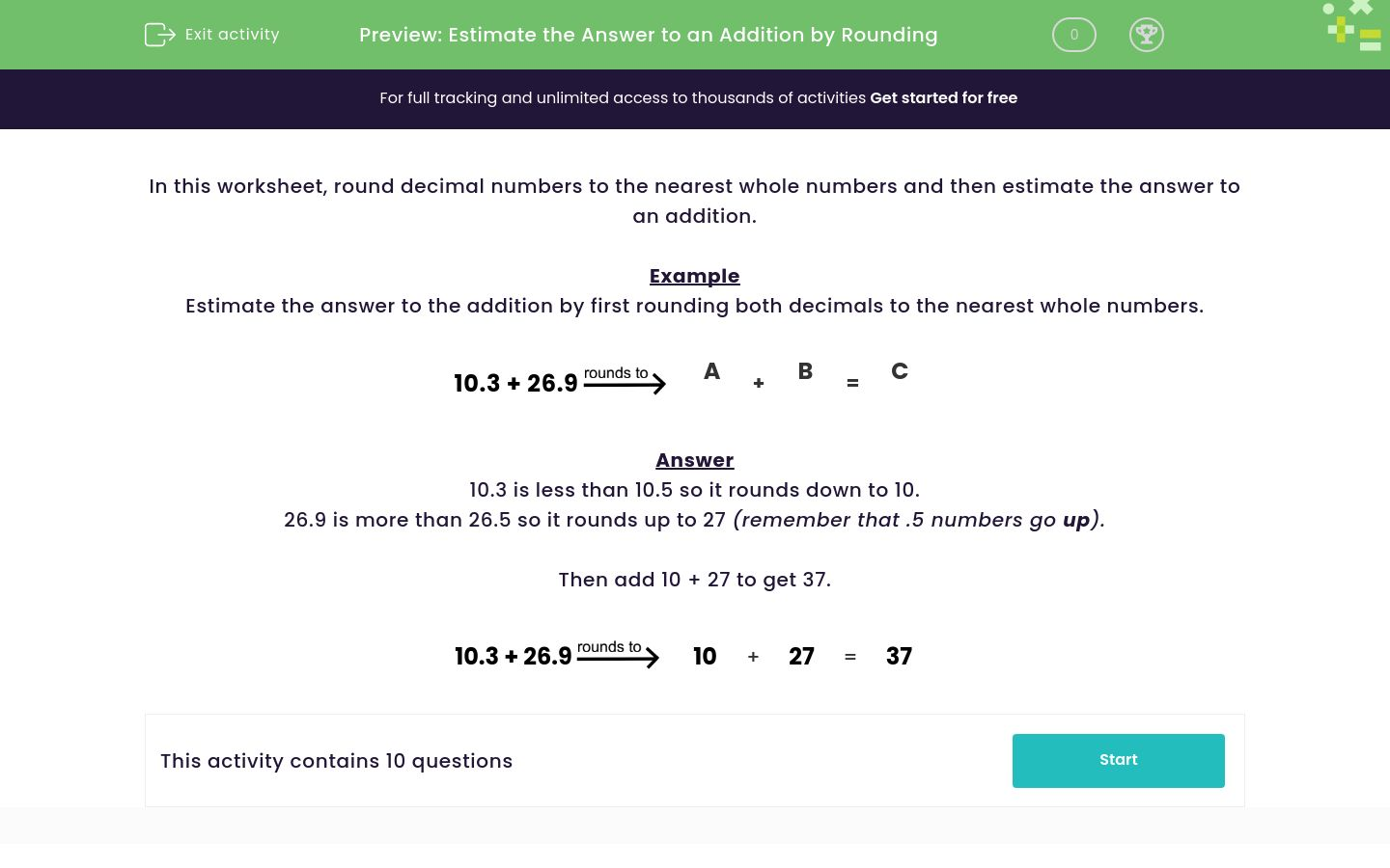 Estimate the Answer to an Addition by Rounding Worksheet - EdPlace