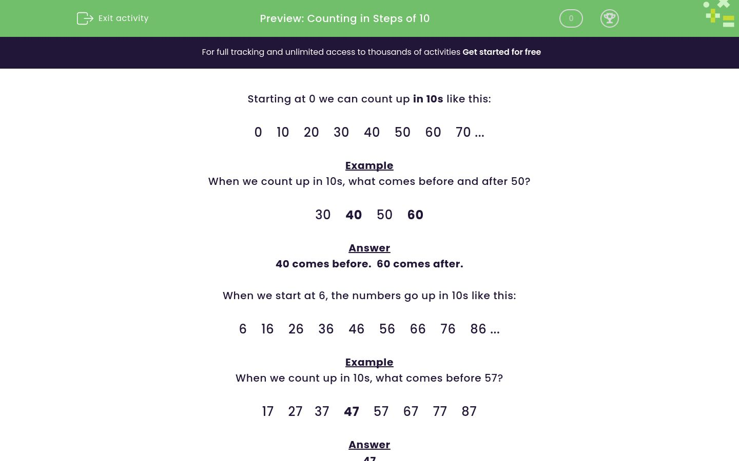 Count in Steps of 10 Worksheet - EdPlace