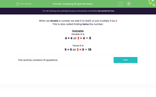 'Doubling Simple Numbers' worksheet