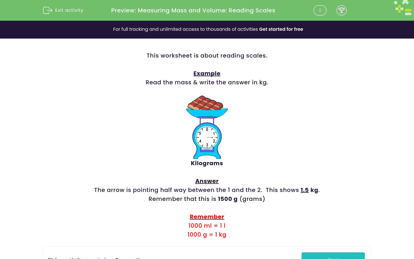 Measure Mass and Volume by Reading Scales Worksheet - EdPlace