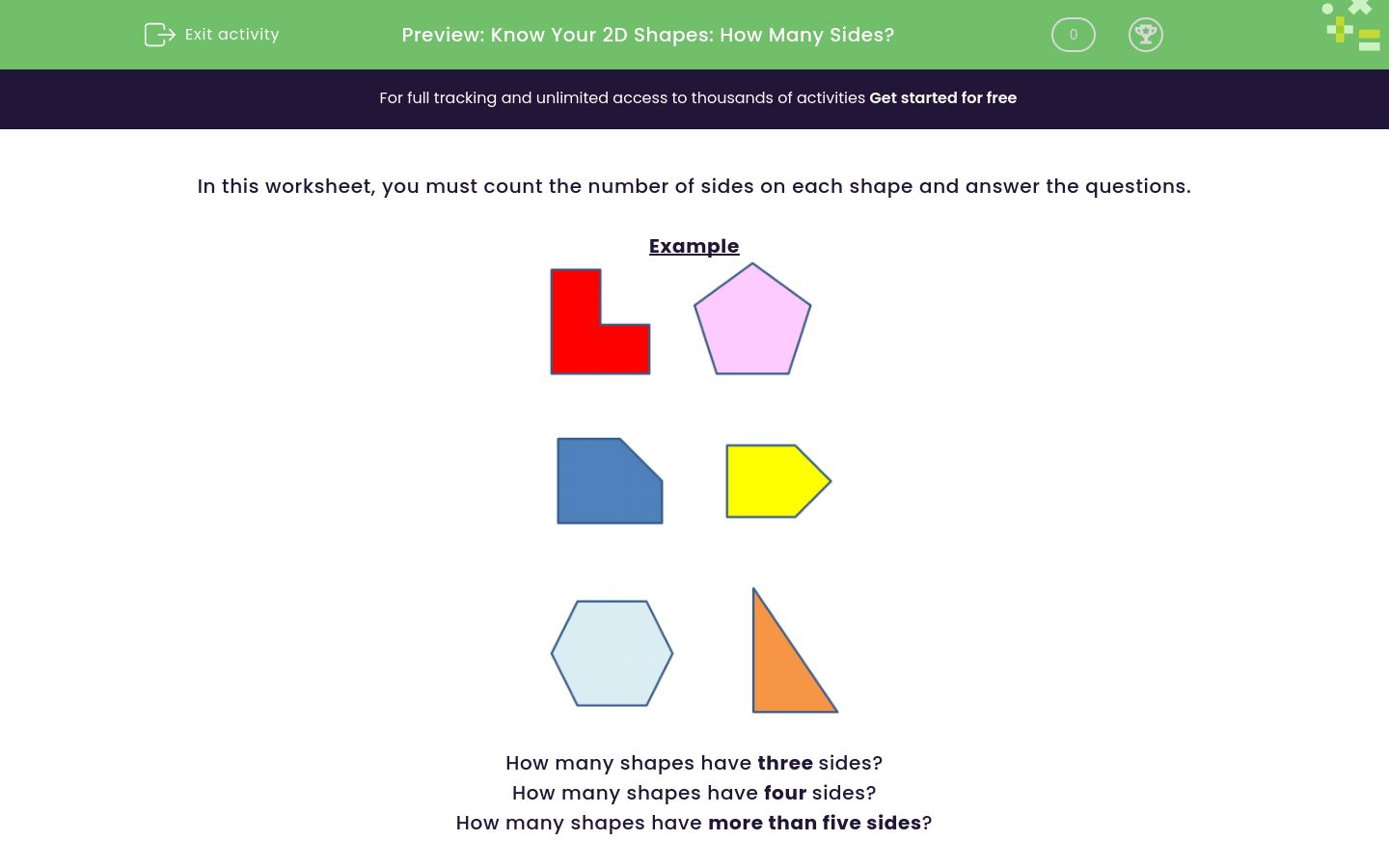 Know Your 2d Shapes How Many Sides Worksheet Edplace