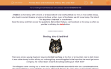 'Read and Understand: 'The Boy Who Cried Wolf'' worksheet