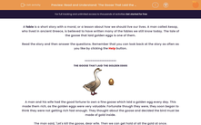 'Read and Understand: 'The Goose That Laid the Golden Eggs'' worksheet