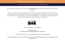 'Identify and Explain the Key Themes in the poem 'War Photographer'' worksheet