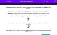 'Explore the Use of Electrical Appliances' worksheet