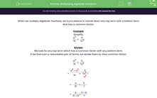'Multiplying Algebraic Fractions' worksheet