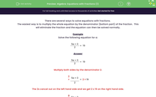 'Solve Equations with Fractions' worksheet