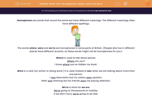 'Know Your Homophones: where, were and we're' worksheet