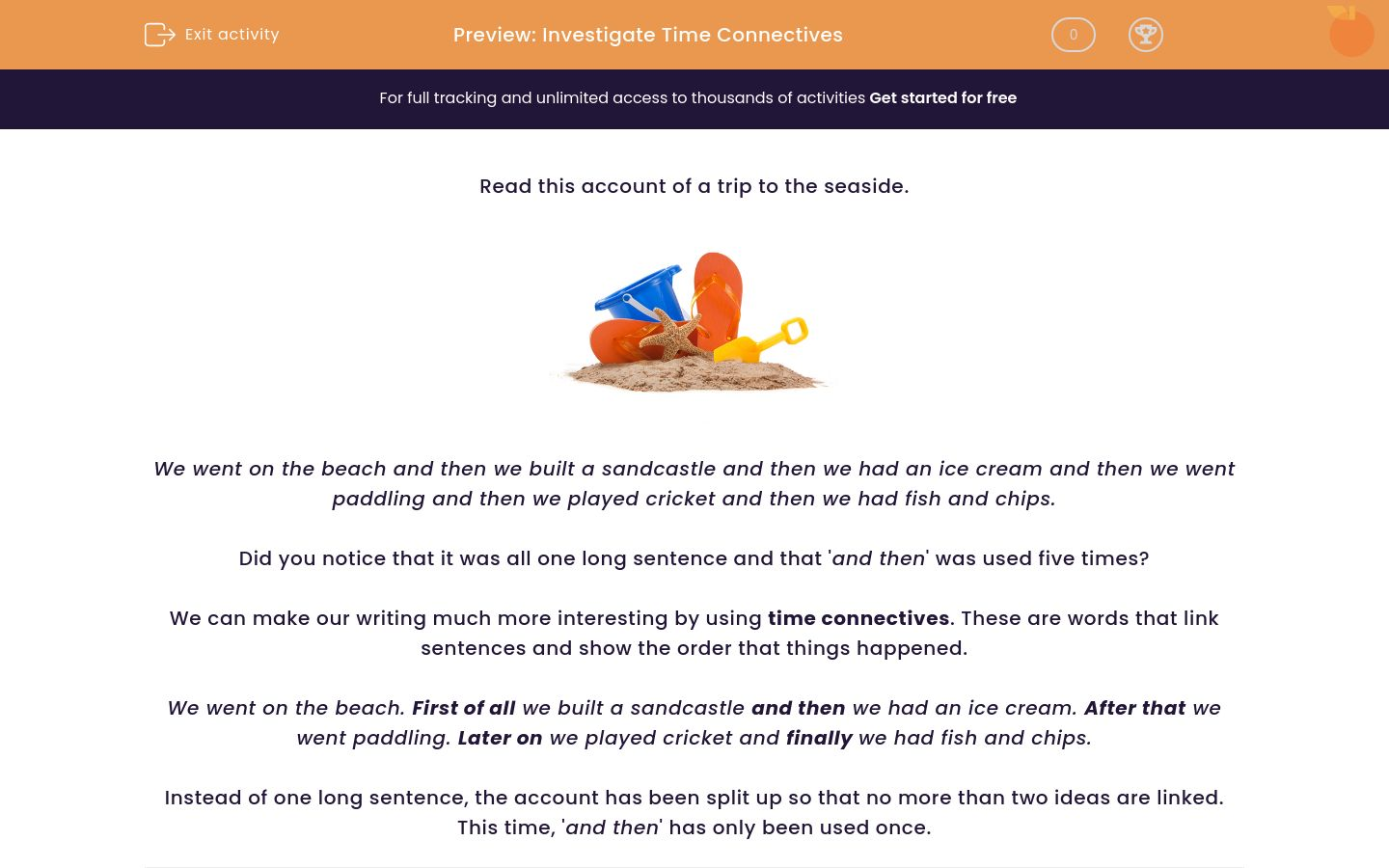 Investigate Time Connectives Worksheet EdPlace