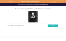 'Discover Facts About Shakespeare - Introducing Mr Shakespeare! 1' worksheet