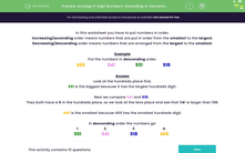 'Arrange Three-Digit Numbers in Ascending or Descending Order' worksheet